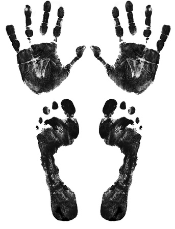 Hands and feet print isolated on whiteのイラスト素材