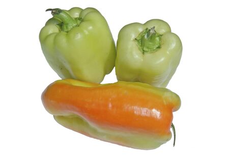 Peppers on white background close up shootの写真素材