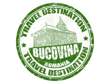 Grunge rubber stamp with the text travel destinations Bucovina inside, vector illustrationのイラスト素材