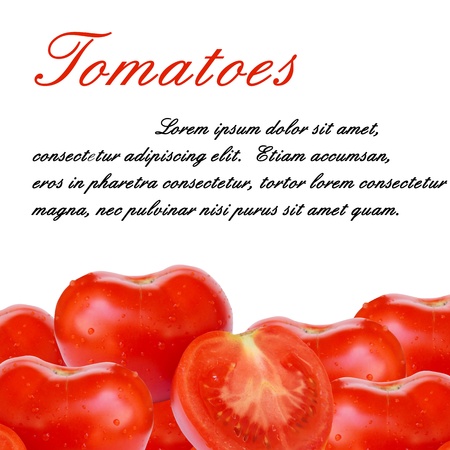 Fresh tomatoes on white background with place for your textの写真素材