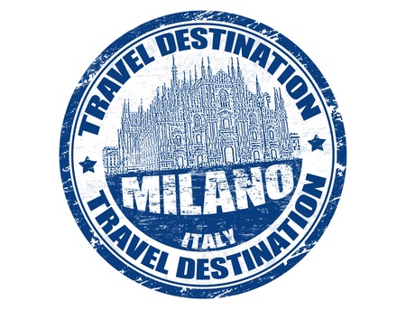 Grunge rubber stamp with the text travel destinations Milano insideのイラスト素材