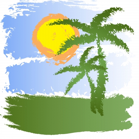 Grunge tropical background with palms and sun
のイラスト素材