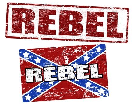 Grunge rubber stamps with confederate flag and rebel stamp, vector illustrationのイラスト素材