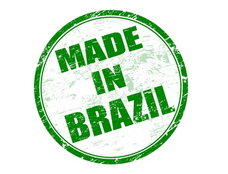 Made in Brazil green rubber stampのイラスト素材