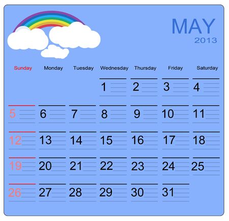 May 2013 calendar, vector illustrationのイラスト素材