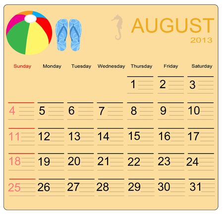 August 2013 calendar, vector illustrationのイラスト素材