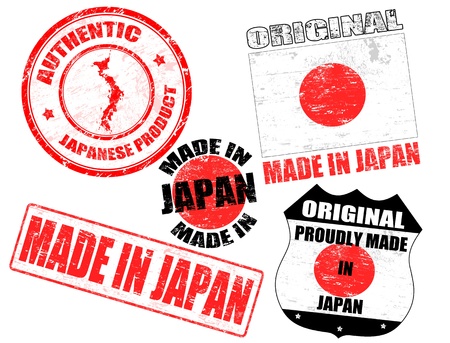 Set of grunge rubber stamp with the text made in Japan written inside, vector illustrationのイラスト素材
