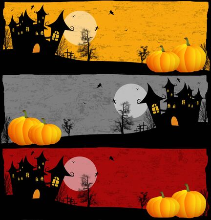 Three Halloween grunge bannersのイラスト素材