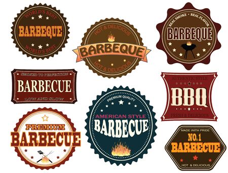 Set of barbeque labels and elements on whiteのイラスト素材