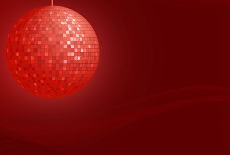 Red disco ball on abstract red backgroundのイラスト素材