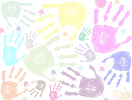 Colorful hand print background, vector illustrationのイラスト素材