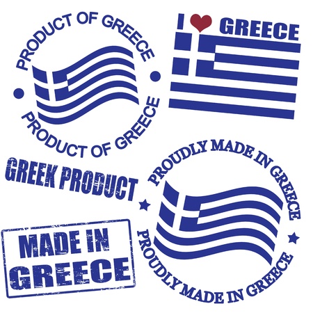 Set of stamps and labels with the text made in Greece written insideのイラスト素材