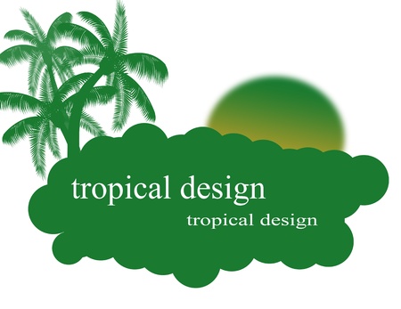 Tropical background with palms, sun and space for your text, vector illustrationのイラスト素材