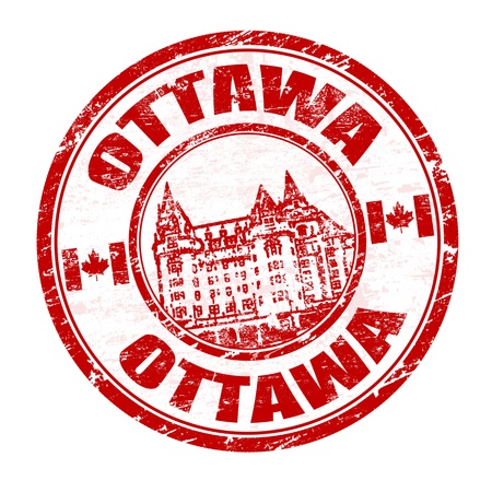 Grunge rubber stamp with the name of Ottawa the capital of Canada written inside, vector illustrationのイラスト素材