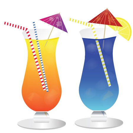 Cocktails on white background, vector illustrationのイラスト素材