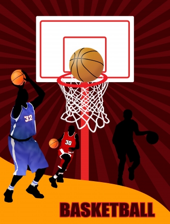 Basketball Advertising poster. Abstract sport background with players and ballのイラスト素材