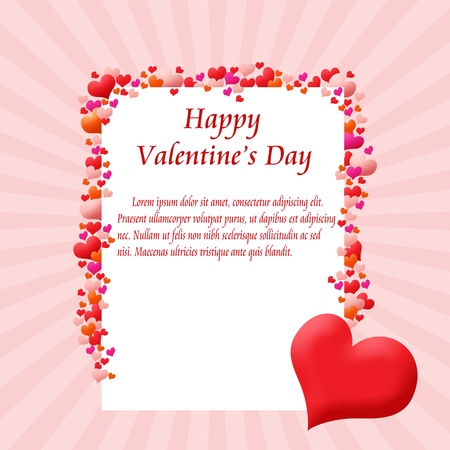 Card frame made from hearts.Valentine's day vector backgroundのイラスト素材