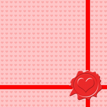 Background with Valentines sealing wax stamp, vector illustrationのイラスト素材