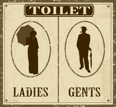 Toilet retro vintage grunge poster, vector illustratorのイラスト素材