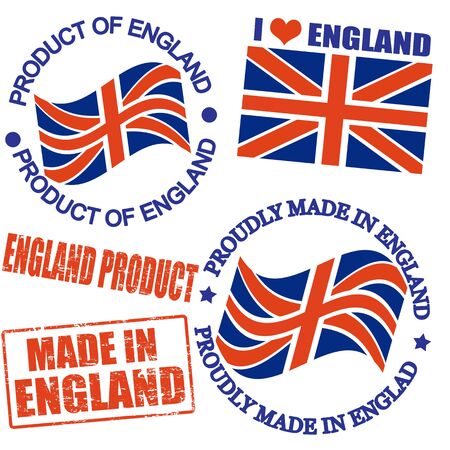 Set of stamps and labels with the text made in England written insideのイラスト素材