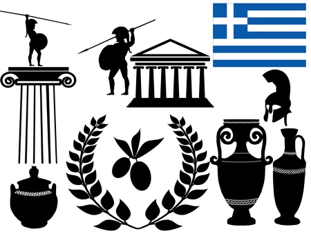 Traditional symbols of Greece on white backgroundのイラスト素材