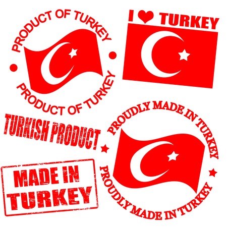 Set of stamps and labels with the text made in Turkey written insideのイラスト素材