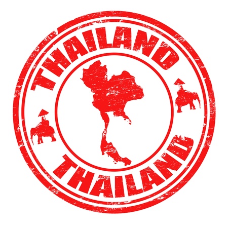 Grunge rubber stamp with map of Thailand  and the name Thailand written inside the stampのイラスト素材