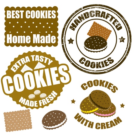 Set of cookies grunge rubber stamps and labels on white backgroundのイラスト素材