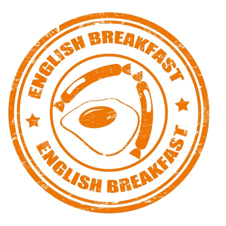 Green rubber stamp with the text english breakfast written inside the stampのイラスト素材