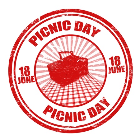 Red grunge rubber stamp with the text picnic day written inside, vector illustrationのイラスト素材