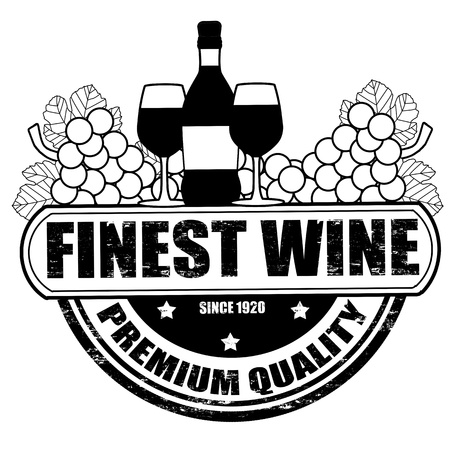 Finest wine grunge rubber stamp on white background, illustrationのイラスト素材