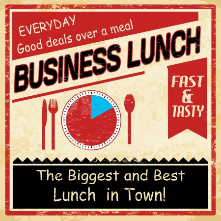 Vintage business lunch grunge old style poster background, illustrationのイラスト素材