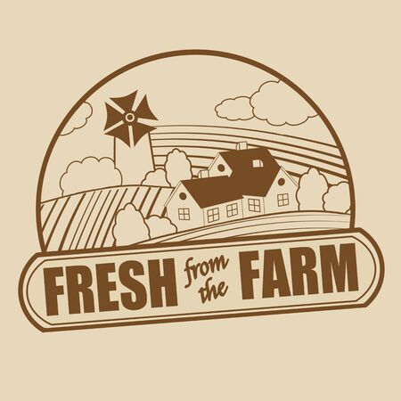 Fresh from the farm stamp on retro background illustrationのイラスト素材