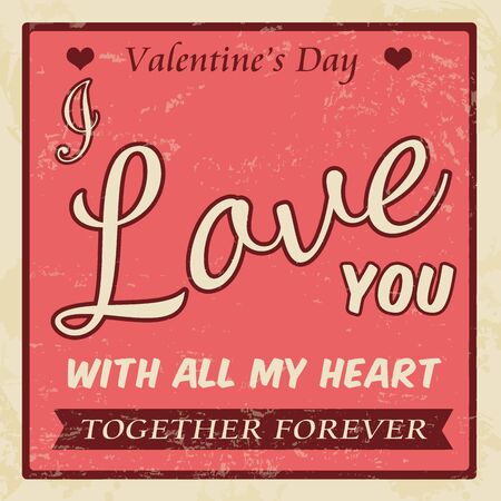 Valentine's Day vintage grunge poster, vector illustrationのイラスト素材