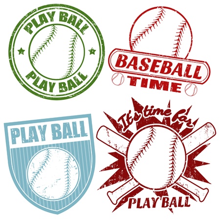 Set of baseball grunge rubber stamps, vector illustrationのイラスト素材