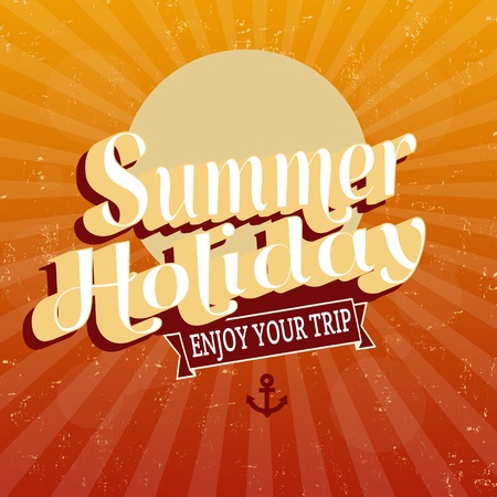 Summer Holiday vintage grunge poster, vector illustrationのイラスト素材