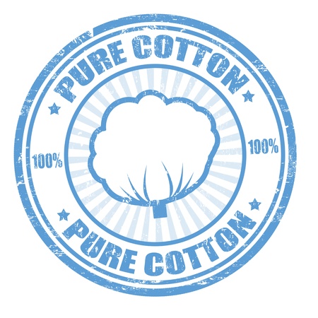 Blue grunge rubber stamp with the text pure cotton written inside,  illustrationのイラスト素材