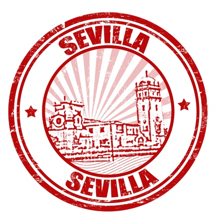 Sevilla grunge rubber stamp,   illustrationのイラスト素材