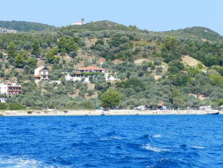 View of the sea at typical greek islandの写真素材