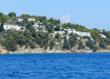 Beautiful island of Skiathos in Greeceの写真素材