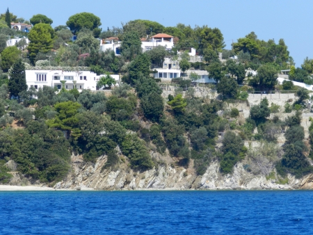 Beautiful island of Skiathos in Greeceの写真素材