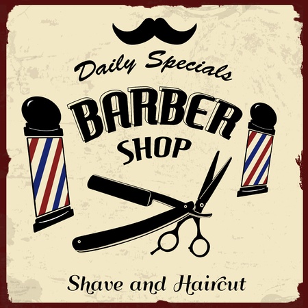 Vintage Styled Barber Shop background, vector illustrationのイラスト素材