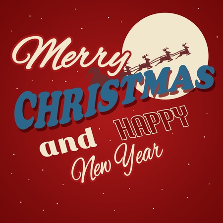 Vintage Christmas poster  in retro style, vector illustrationのイラスト素材