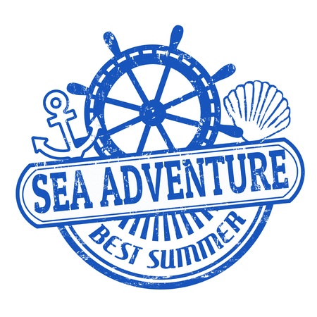 Grunge rubber stamp with the text Sea Adventure written inside, vector illustrationのイラスト素材