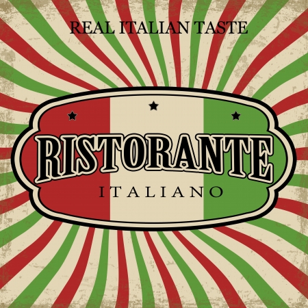 Italian Restaurant vintage grunge poster, vector illustrationのイラスト素材