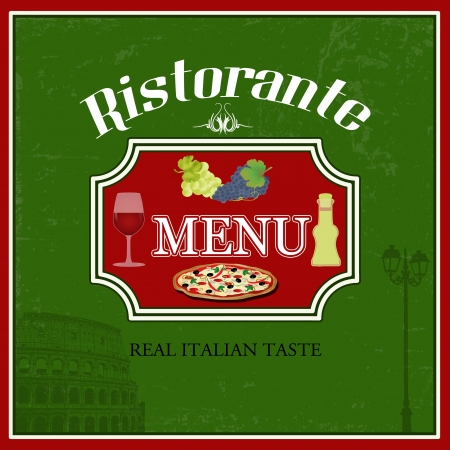 Vintage italian restaurant menu and poster design, vector illustrationのイラスト素材