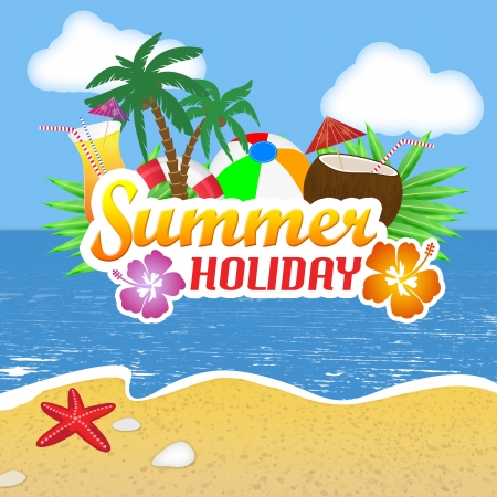 	Summer Holiday poster background, vector illustrationのイラスト素材