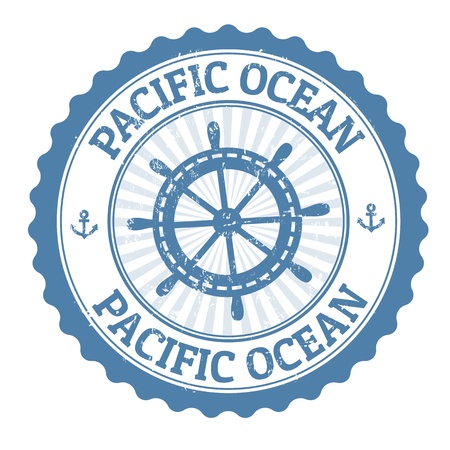 Grunge rubber stamp with the text Pacific Ocean written inside, vector illustrationのイラスト素材