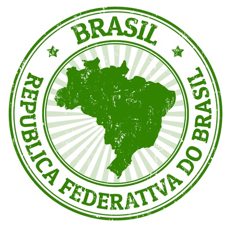 Grunge rubber stamp with the name and map of Brasil, vector illustrationのイラスト素材