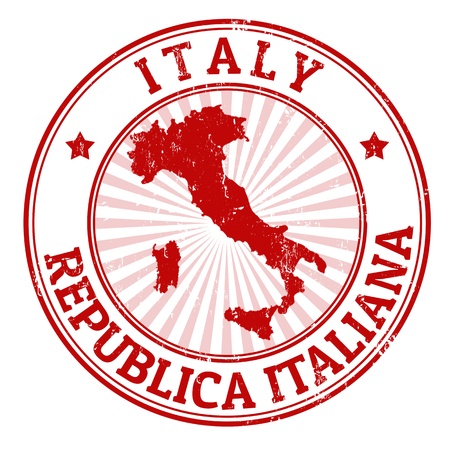 Grunge rubber stamp with the name and map of Italy, vector illustrationのイラスト素材